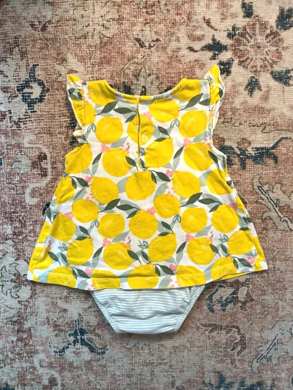🍄3/$15 Just One You by Carter’s Lemon Print Skirted Romper 9M Yellow Citrus